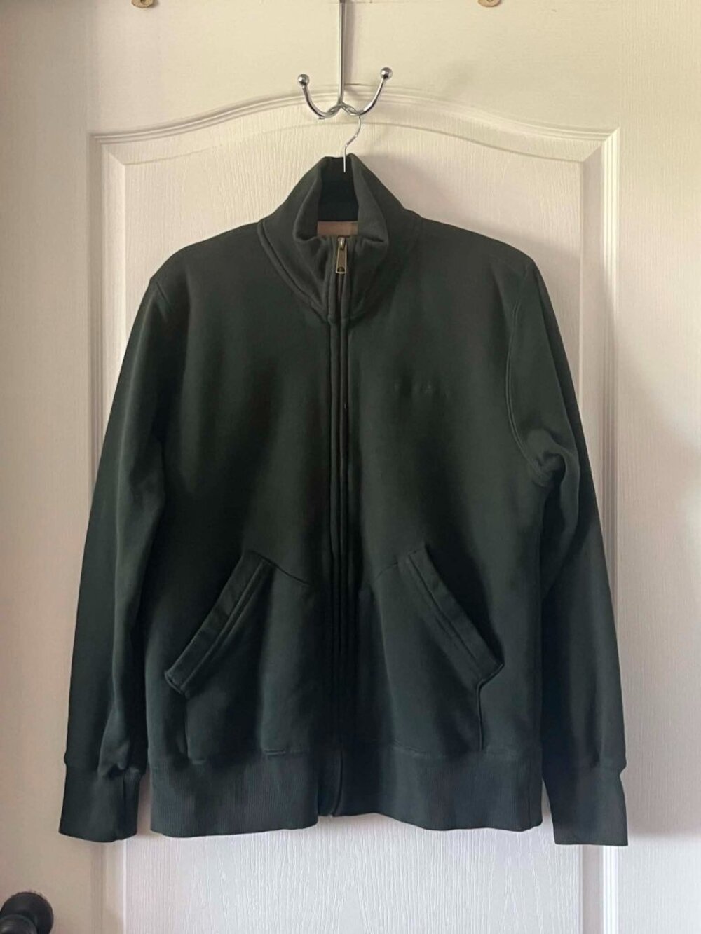 Eddie Bauer Men's Full Zip Fleece Mock Neck Jacket size Large Green
